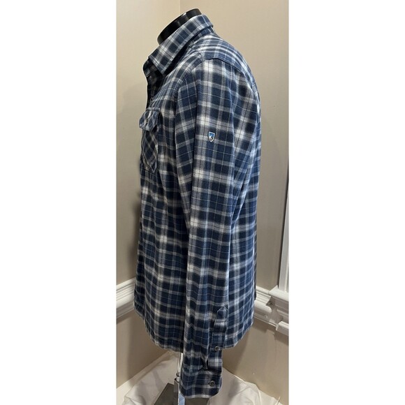 Kuhl Men's Flannel Shirt Size Medium Blue Plaid Long Sleeve Button-Up Outdoor - Picture 4 of 15